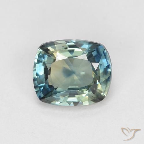 0.96ct Natural Azul-esverdeado Safira, Almofada, VVS