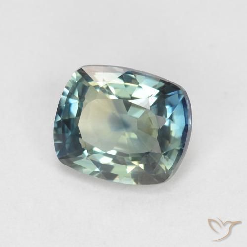 Safira Azul-esverdeado Natural 0.96ct, Almofada, VVS