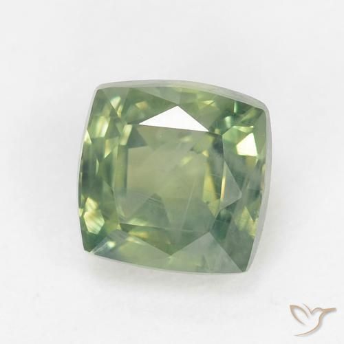 0.88ct Natural Verde Sábio Claro Safira, Almofada, VS