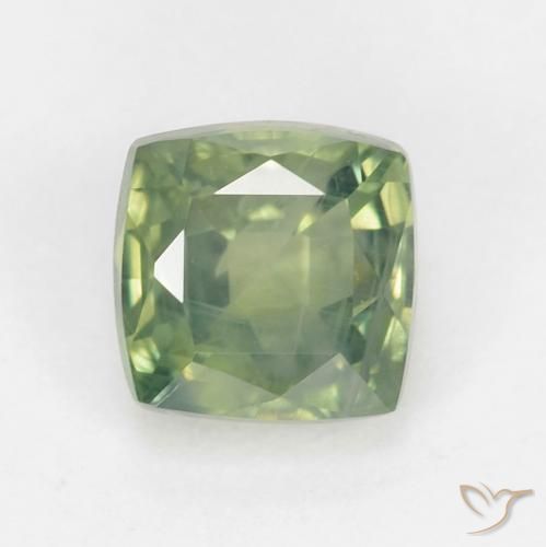 Safira Verde Sábio Claro Natural 0.88ct, Almofada, VS