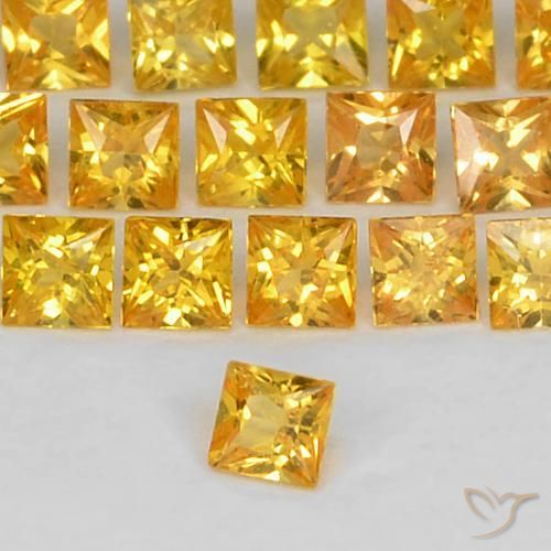 Safira Laranja Dourado Profundo Natural 0.06ct, Quadrado, VS