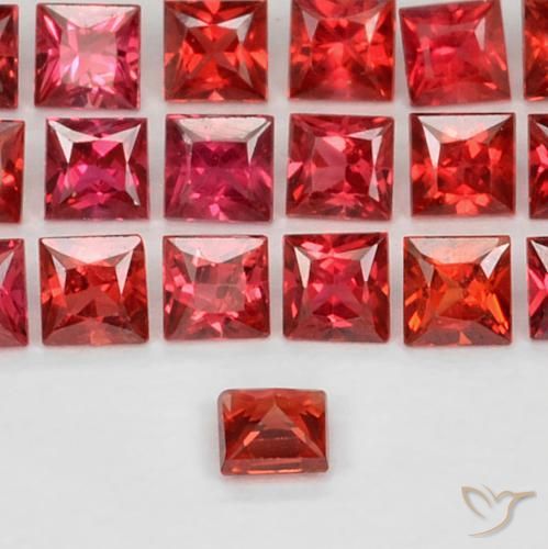 Safira Vermelho rosado Natural 0.11ct, Quadrado, VS