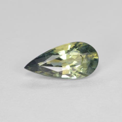 Safira verde natural 1,06ct, formato de pêra, VVS-VS