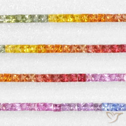 Pedras preciosas de Safira Multicolorido natural de 6.18 ct, Quadrado, VS