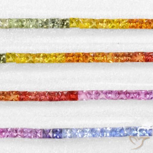Pedras preciosas de Safira Multicolorido natural de 6.32 ct, Quadrado, VS