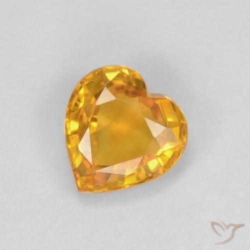 0.48ct Natural Laranja-Ouro Safira, Coração, VVS-VS