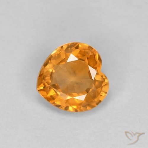 Safira Laranja Profundo-Ouro Natural 0.49ct, Coração, VVS