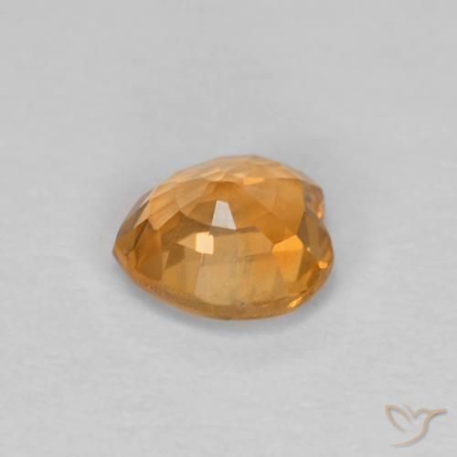 Safira Laranja Profundo-Ouro Natural 0.49ct, Coração, VVS