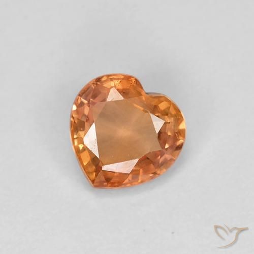 0.44ct Natural laranja quente Safira, Coração, VVS