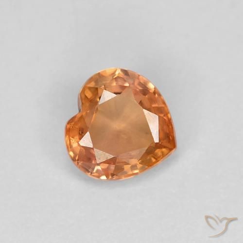 Safira laranja quente Natural 0.44ct, Coração, VVS