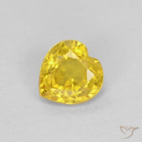 Safira amarelo natural 0,45ct, formato de coração, VS