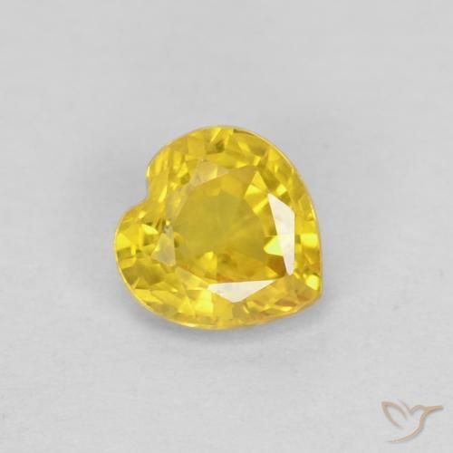 Safira amarelo natural 0,45ct, formato de coração, VS