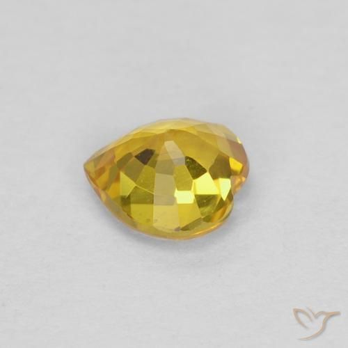 Safira amarelo natural 0,45ct, formato de coração, VS