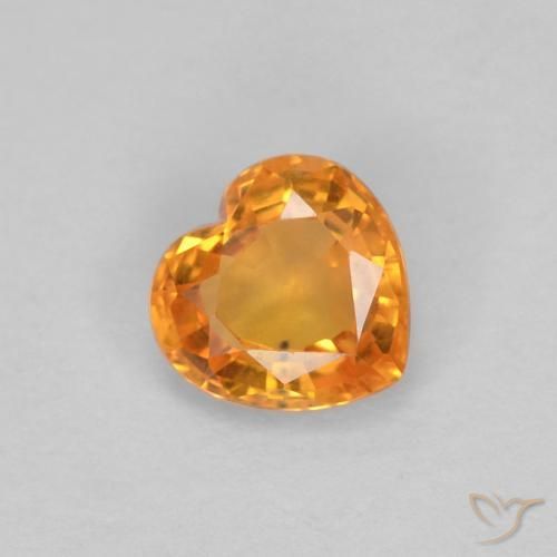 0.45ct Natural Laranja brilhante Safira, Coração, VVS-VS