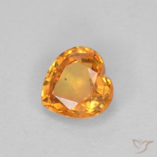 Safira Laranja brilhante Natural 0.45ct, Coração, VVS-VS