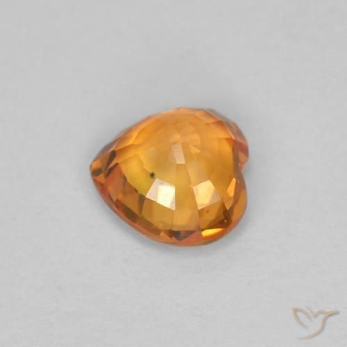 Safira Laranja brilhante Natural 0.45ct, Coração, VVS-VS