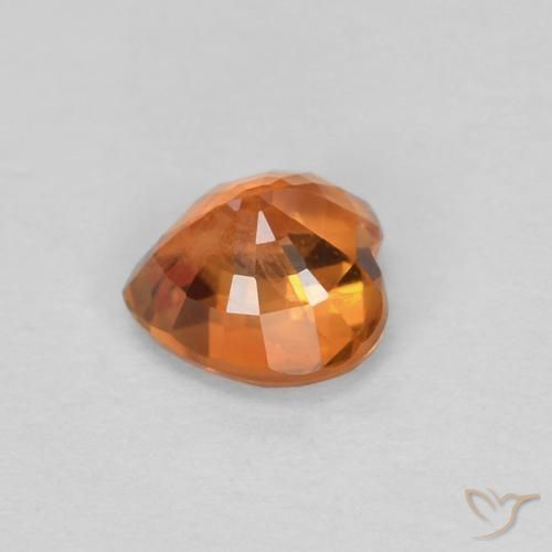 Safira laranja médio natural 0,51ct, formato de coração, VS