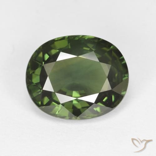 4.12ct Natural verde escuro Safira, oval, VVS