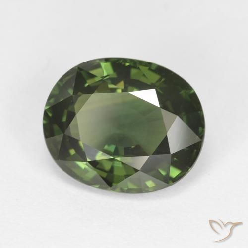 Safira verde escuro Natural 4.12ct, oval, VVS