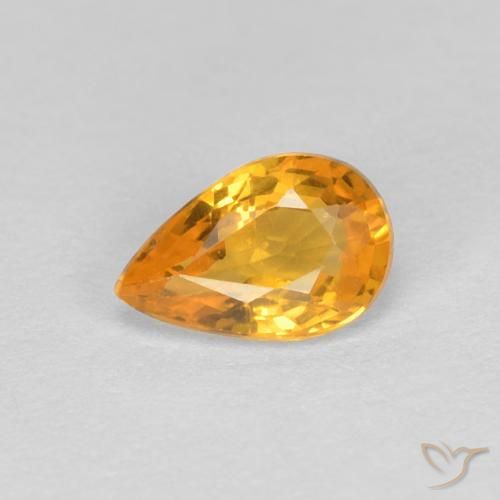 Safira Laranja-Ouro Natural 0.47ct, Formato de pêra, VVS