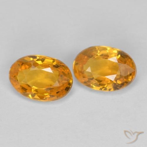Pedras preciosas de Safira Laranja escuro-dourado natural de 1.22 ct, oval, VVS