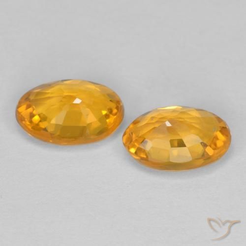 Pedras preciosas de Safira Laranja escuro-dourado natural de 1.22 ct, oval, VVS