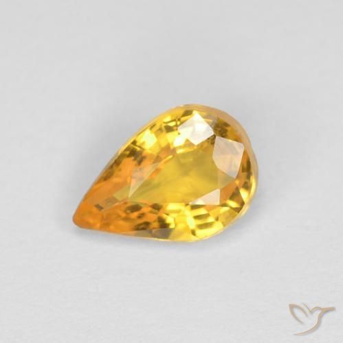 Safira ouro brilhante Natural 0.47ct, Formato de pêra, VVS