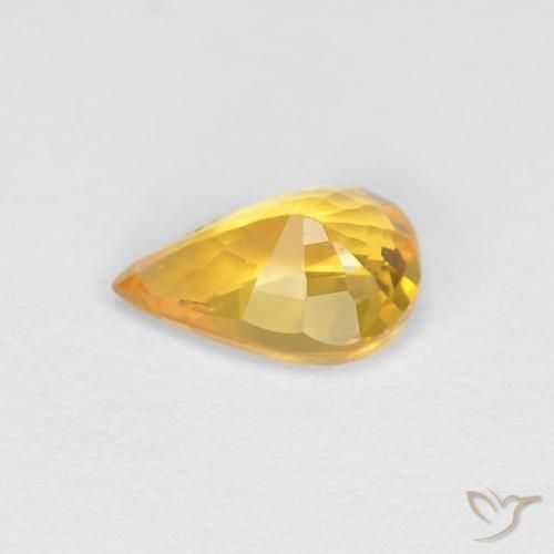 Safira ouro brilhante Natural 0.47ct, Formato de pêra, VVS
