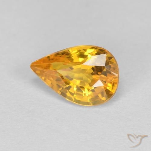 Safira Dourado Escuro Natural 0.56ct, Formato de pêra, VVS