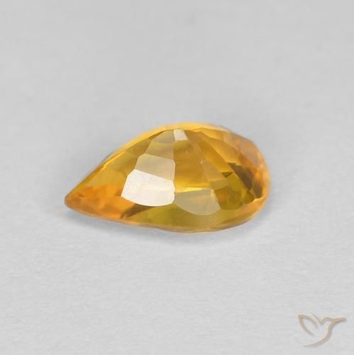 Safira Dourado Escuro Natural 0.56ct, Formato de pêra, VVS