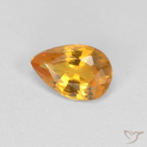 Safira Laranja-Ouro Natural 0.42ct, Formato de pêra, VVS