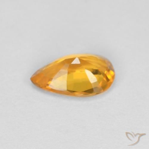 Safira Laranja-Ouro Natural 0.42ct, Formato de pêra, VVS