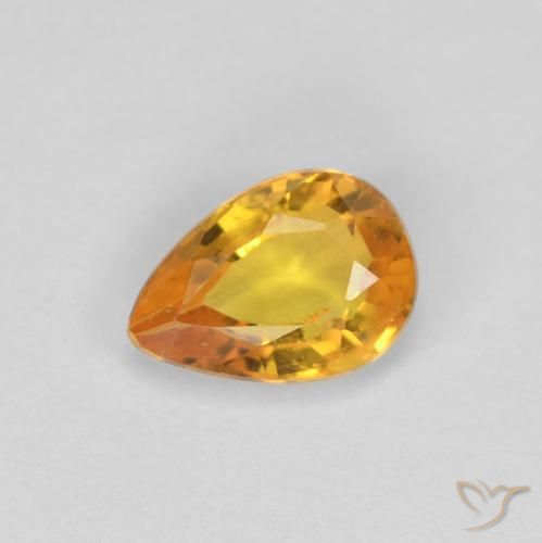 0.46ct Natural Laranja Profundo-Ouro Safira, Formato de pêra, VS-SI