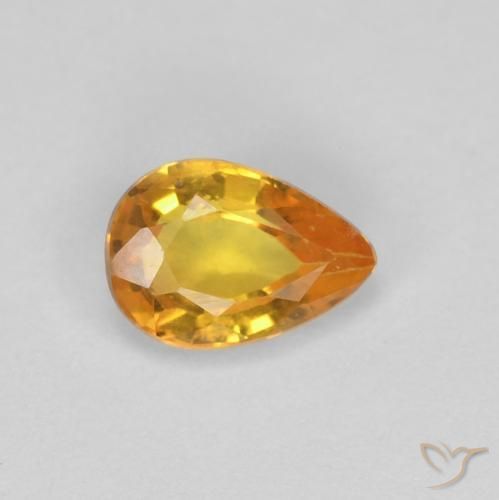 Safira Laranja Profundo-Ouro Natural 0.46ct, Formato de pêra, VS-SI
