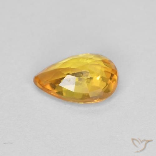 Safira Laranja Profundo-Ouro Natural 0.46ct, Formato de pêra, VS-SI