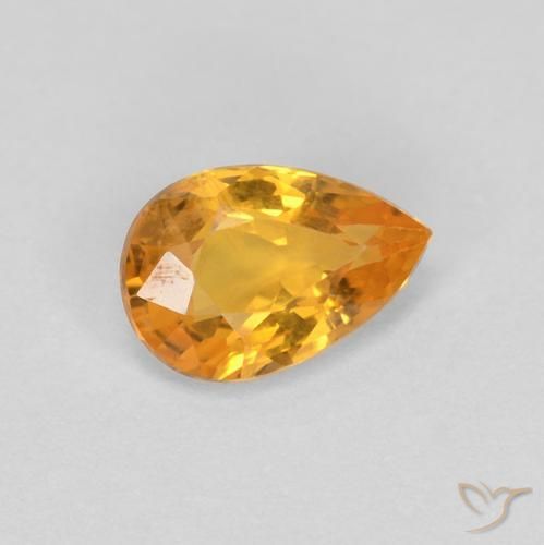 Safira Laranja Médio Natural 0.50ct, Formato de pêra, VS-SI