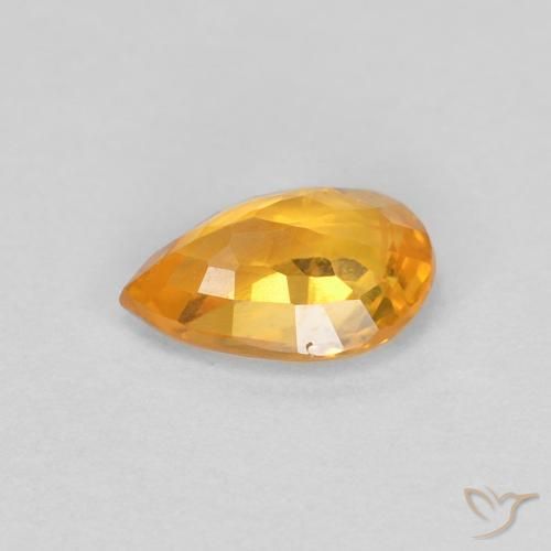 Safira Laranja Médio Natural 0.50ct, Formato de pêra, VS-SI