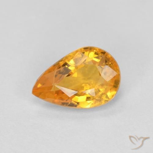 0.54ct Natural Laranja Profundo-Ouro Safira, Formato de pêra, VS-SI