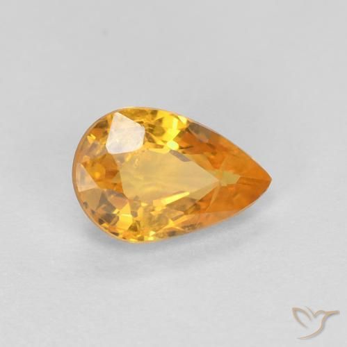 Safira Laranja Profundo-Ouro Natural 0.54ct, Formato de pêra, VS-SI