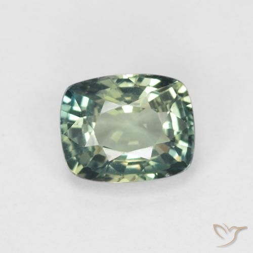 0.93ct Natural Médio Azul Verde Safira, Almofada, VVS