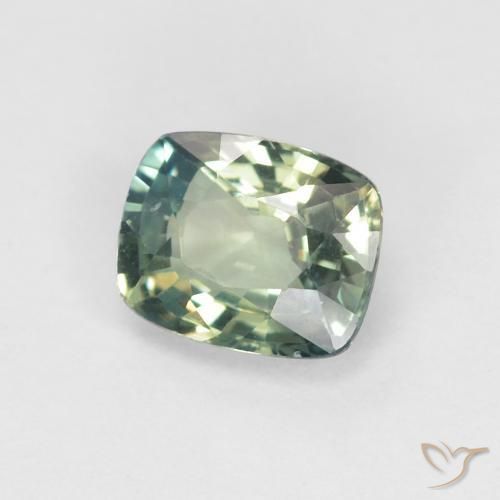 Safira Médio Azul Verde Natural 0.93ct, Almofada, VVS