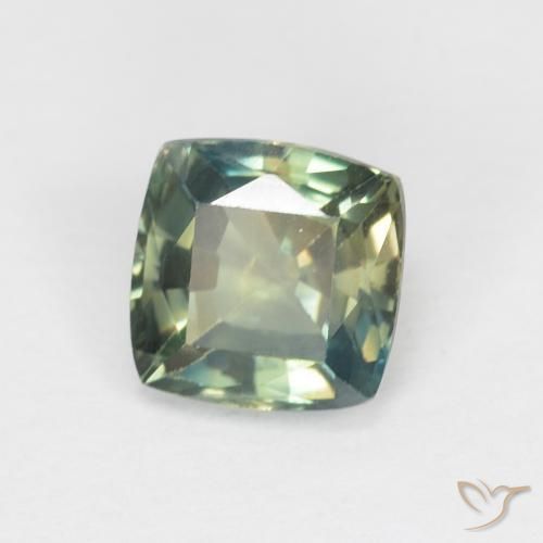 Safira Azul verde Natural 1.15ct, Almofada, VVS