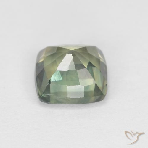 Safira Azul verde Natural 1.15ct, Almofada, VVS