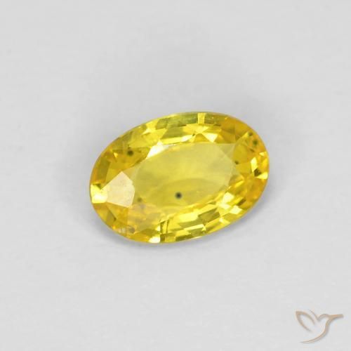 Safira ouro amarelado Natural 0.43ct, oval, VVS-VS