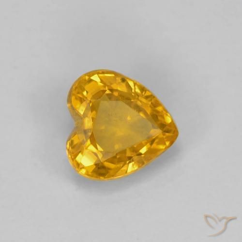Safira Laranja Profundo-Ouro Natural 0.51ct, Coração, VS