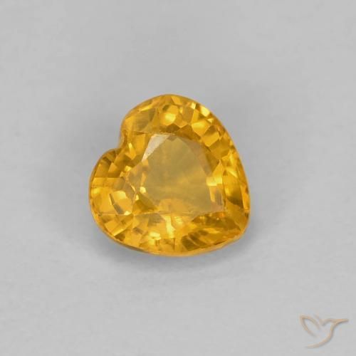 Safira Laranja Profundo-Ouro Natural 0.47ct, Coração, VS
