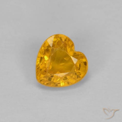 0.43ct Natural Laranja escuro-dourado Safira, Coração, VS