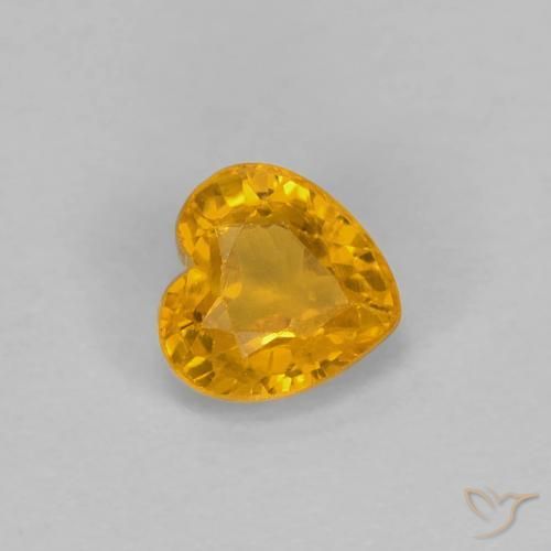 Safira Laranja escuro-dourado Natural 0.43ct, Coração, VS