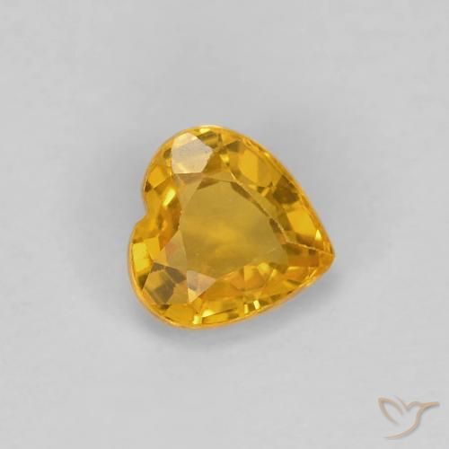 Safira Laranja Profundo-Ouro Natural 0.48ct, Coração, VS