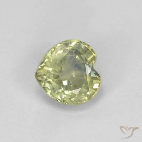 Safira Verde Limão Pálido Natural 0.57ct, Coração, VS